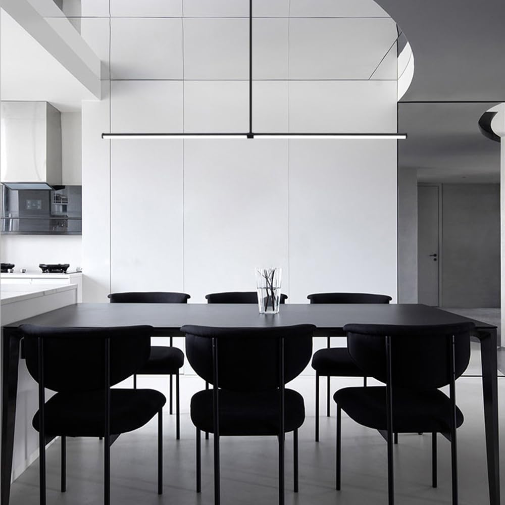 Lampadari a LED Neri, lampade a Sospensione lineari per Sala da Pranzo, lampadario per Isola Cucina, plafoniera, 100 cm, 28 W, lampade a Sospensione per Tavolo, Ufficio, Bar, stell