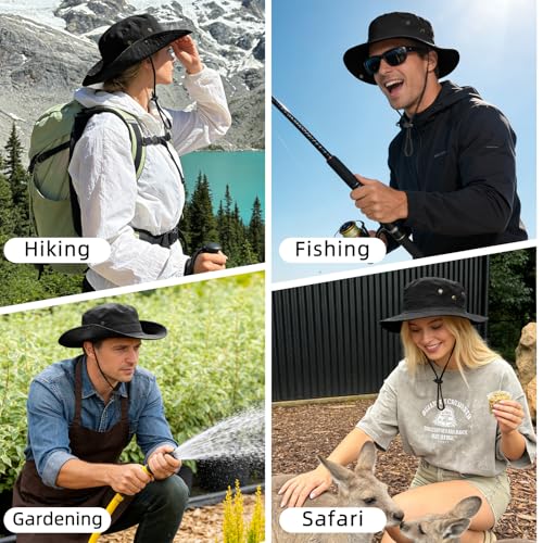 Image of Sun Hats for Men Women Boonie Hat Foldable Fishing Hat UPF 50+ Bucket Hat for Fishing Hiking Garden Safari Beach
