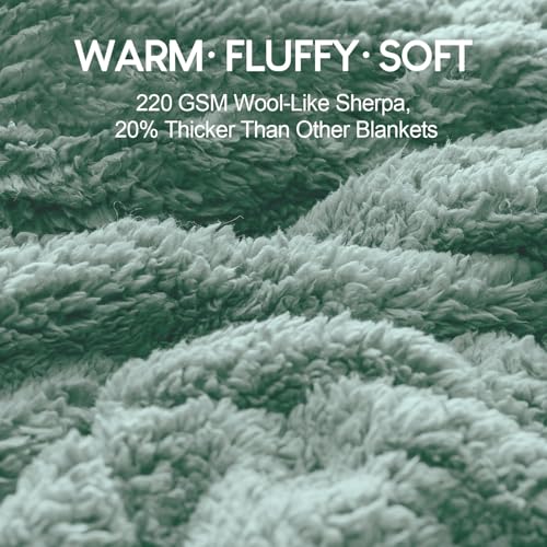 Image of Cottonblue Weighted Blanket 20lbs 60x80 inches for Queen Bed, Faux Fur Sherpa Weighted Blanket for Adults, Plush Cozy Bed Blanket with Glass Beads for Calm and Relax,Sage Green