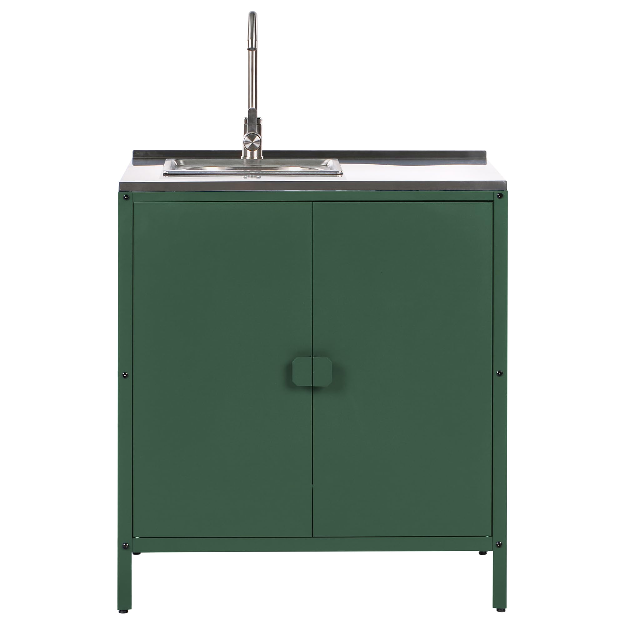 Beliani Commode de Jardin Noire Acier 2 Portes Evier Extérieure