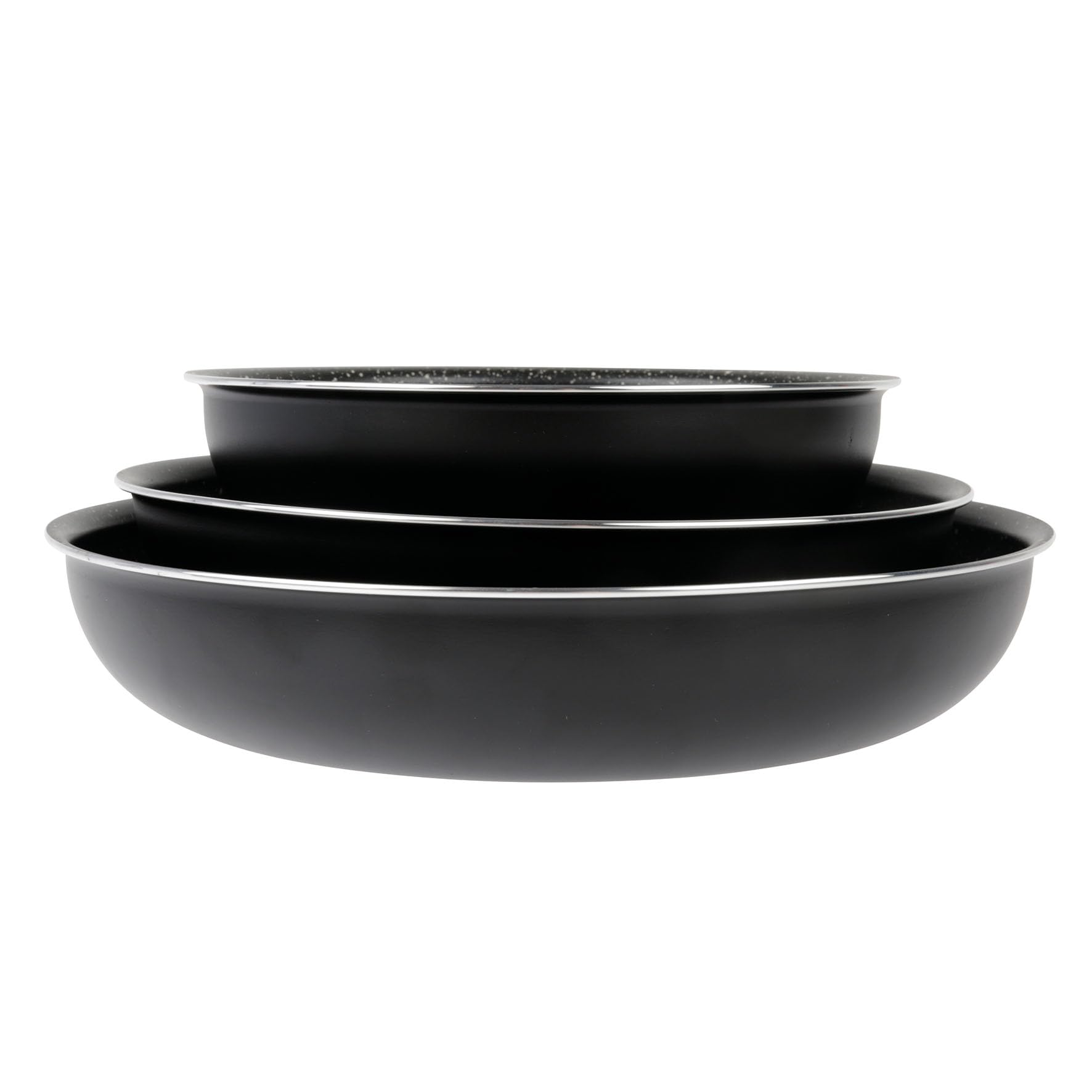 Sitram 716933 naczynia kuchenne 7 szt. Aluminium czarne: zdejmowany uchwyt, 3 patelnie Ø20,24,28 cm, 3 garnki Ø16,18,20 cm - powłoka nieprzywierająca bez PFOA z efektem kamienia - wszystkie palniki, w