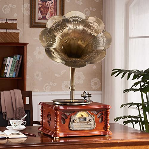 GKPLY Phonographe à Platine Vinyle rétro, Haut-Parleur sans Fil, Tourne-Disque à 2 Vitesses (33/45 TR/Min), avec entrée… - Les Beatles, Paul McCartney, John Lennon, RIngo Starr, George Harrison GKPLY Phonographe à Platine Vinyle rétro, Haut-Parleur sans Fil, Tourne-Disque à 2 Vitesses (33/45 TR/Min), avec entrée… – Image 3