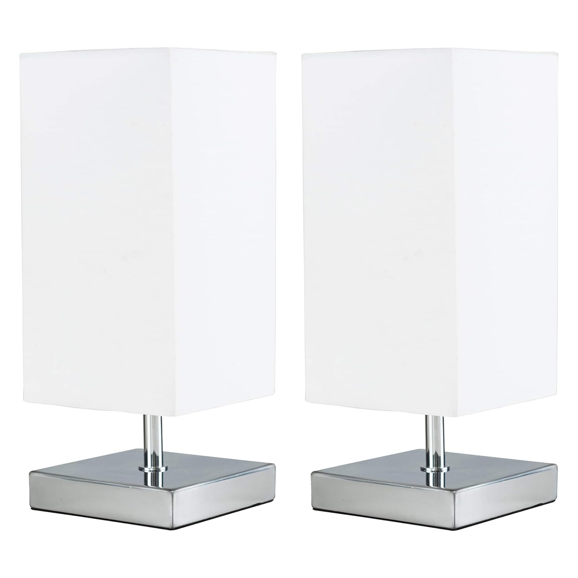Valuelights Unisex Silver Yuko Pair Of Table Lamps Touch On/Off Dimmable