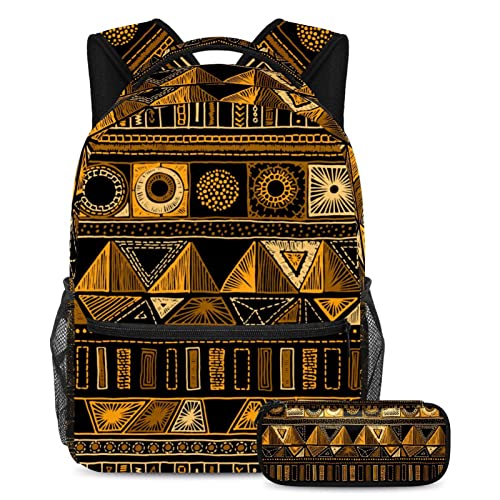Sac à dos voyage vintage motif géométrique doré et finitions en métal