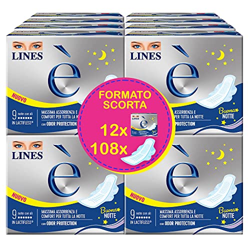 Lines Es de noche con alas absorbentes de Lactiflex, 108 piezas