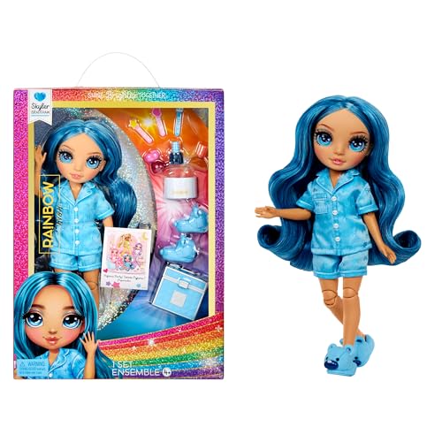 Rainbow High Junior High PJ Party Skyler (azul), boneca de 22 cm com luta, sapatilhas e acessórios de jogo - brinquedo infantil - ideal para meninos e meninas dos 4 aos 12 anos