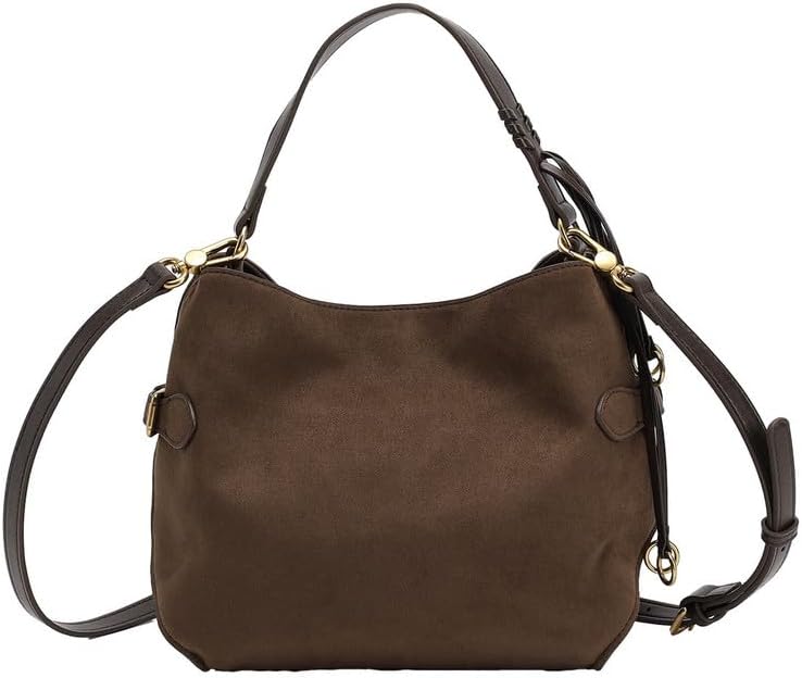 URBAN REVIVO Women's Suede Bucket Crossbody Bag – Retro Woven Top Handle Purse with Adjustable Strap, Spacious Vintage Handbag for Spring Outings, Gift - Image 5