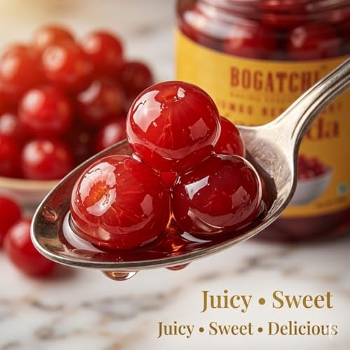 Image of BOGATCHI Jumbo Red Cherry Karonda for Cake Decoration, Ice Creams, Shakes & Desserts | Big Juicy Cherry Toppings for Baking, Garnishing & Sweets | Delicious, Tasty & Ready to Use | 200g