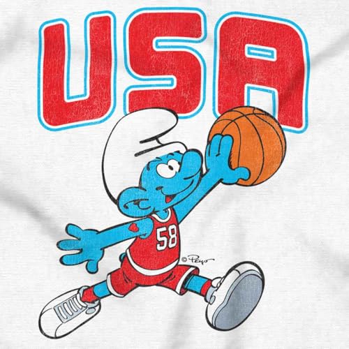 The Smurfs Basketball Player Team USA Mens Graphic T Shirt Tees White