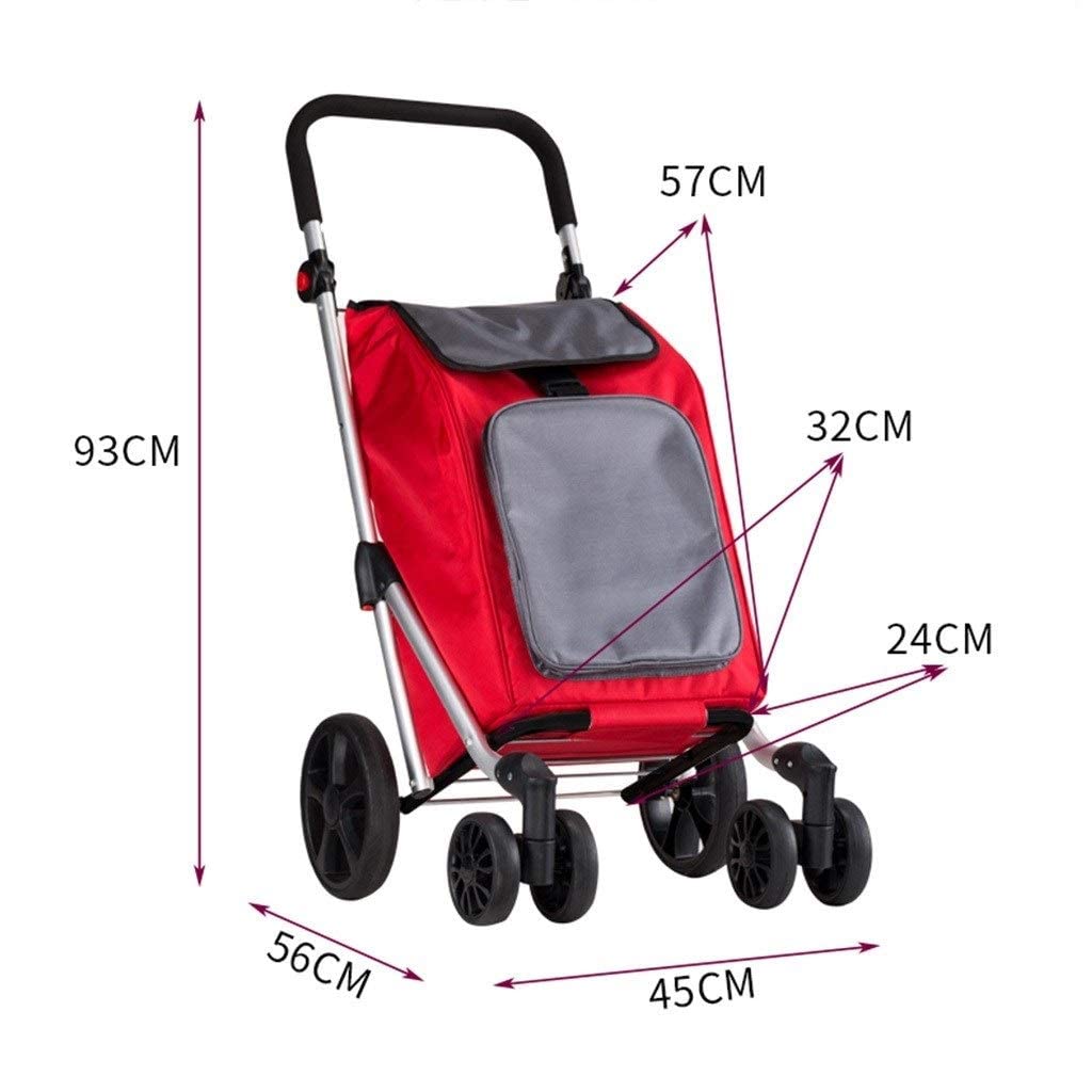 Carrelli elevatori Carrello Home Pull Cargo Pull Cart Carrello a Sei Ruote Carrello Rosso Portatile Carrello da Viaggio Carrello per supermercati Carrello per Auto