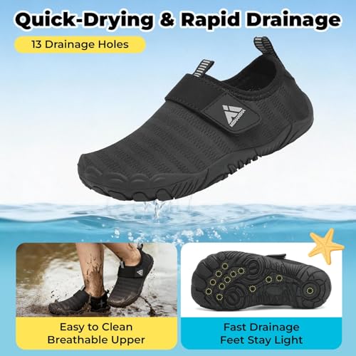 Image of Mishansha Kids Water Shoes Quick-Dry Wide Toe Box Non-Slip Barefoot Shoes Beach Pool Swim Shoes
