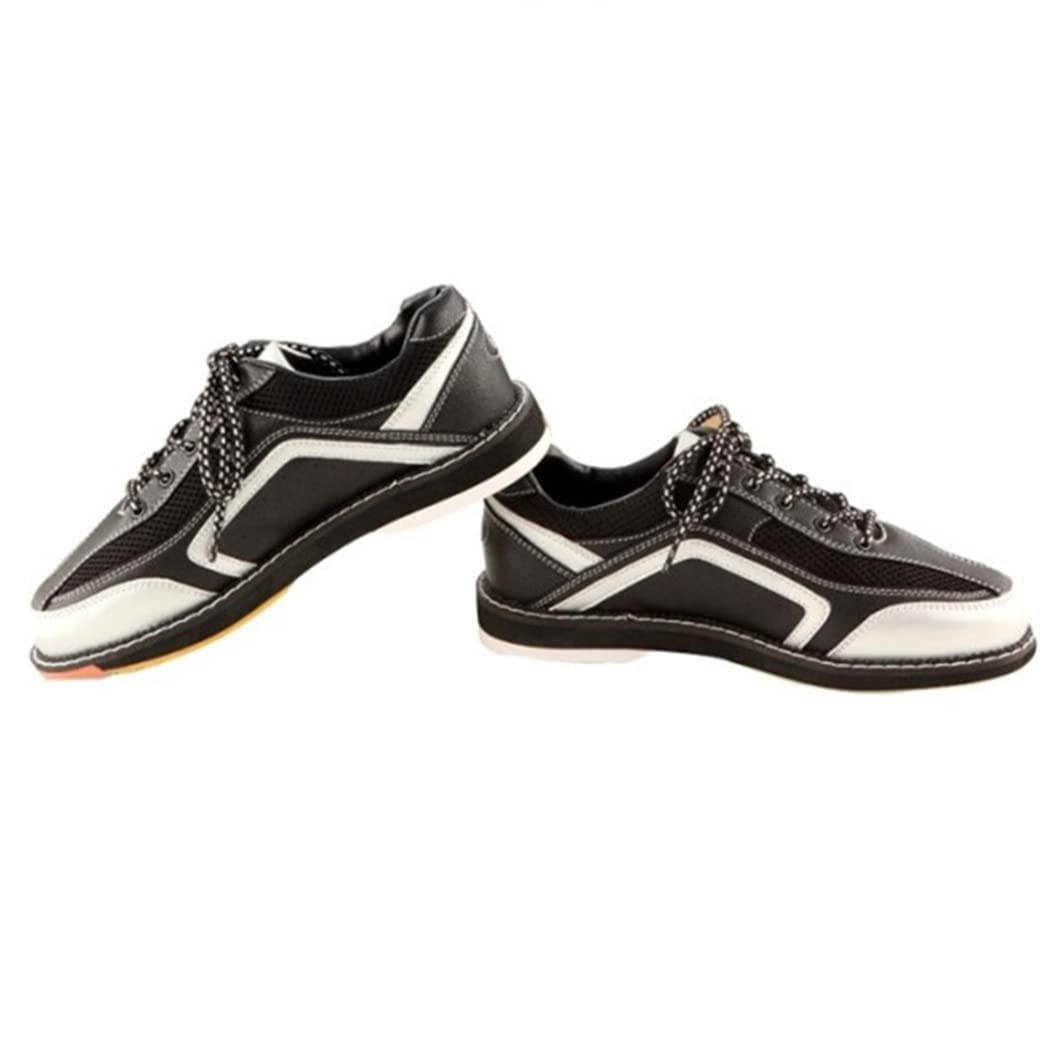 VEACAM Mens Womens Bowling Shoes, Breathable Bowl Fitness Footwear Comfort Leather Bowlers Trainers,Black,8.5