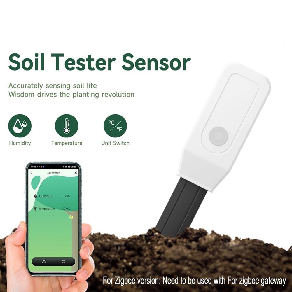 Capteur d'humidité et de température du sol Tuya pour Zigbee - Humidimètre intelligent pour plantes de jardin avec contrôle par application, blanc (nouveau modèle ZigBees)