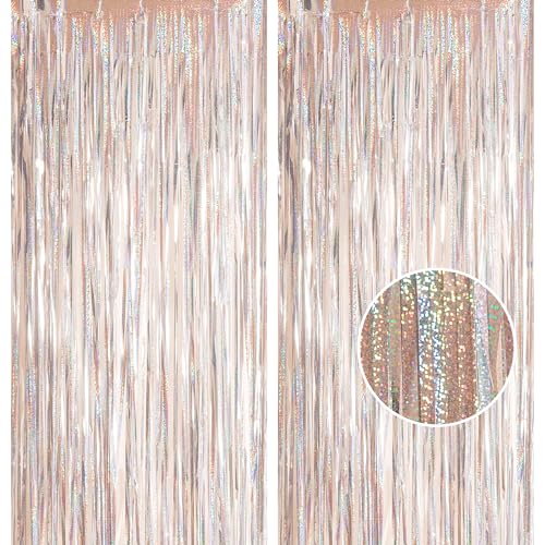 Cortinas de oropel, plateado con purpurina, 1 x 2,5 m, telón de fondo para fiestas y fotos, decoración para cumpleaños, escuela, graduación, despedida de soltera, fiestas de chicas, 2 unidades