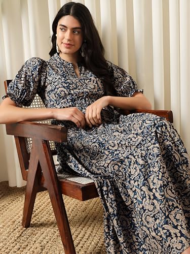 Image of KZULLY | Dress for Women | Summer Outfit | Elegant Casual | Puff Sleeves| Lightweight Polyester Fabric