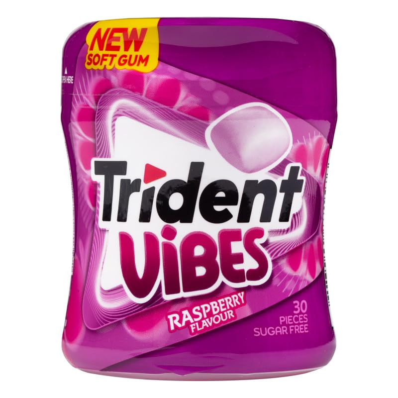 Chicles Vibes – Estuche 6 botes – Chicle Sin Azúcar con Sabor Intenso y Refrescante – Peppermint, Spearmint o Raspberry – Menta y Frutas Variadas (RASPBERRY)