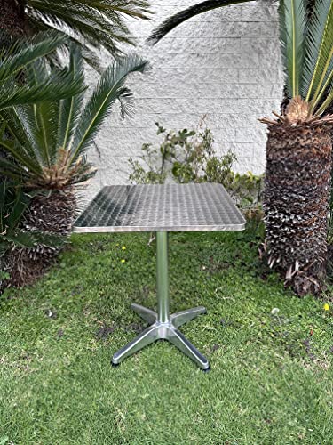 Btexpert AM5229 Silver Indoor Outdoor 23.75 Inch Restaurant Table For Patio Stainless Steel Aluminum Furniture With Base, 23.75Inch Square X 27.7 Inch Height-One thumb #9