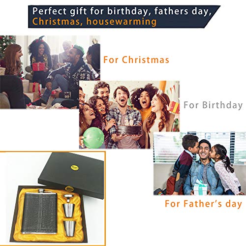 8oz Hip Flask with 1 Funnel, 2 Short Glass and Gift Box for Liquor - Premium 304 Stainless Steel - 100% Leak Proof Hip Flask for Women and Men - Father\'s Day, Valentines Day, Birthday, Christmas - Thumbnail 7