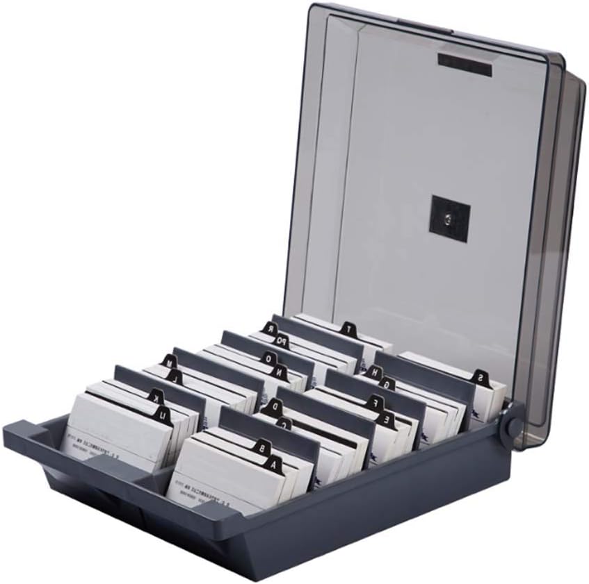 LBHMS Large Desk Bussiness Card Organiser Box Holder with Dividers and