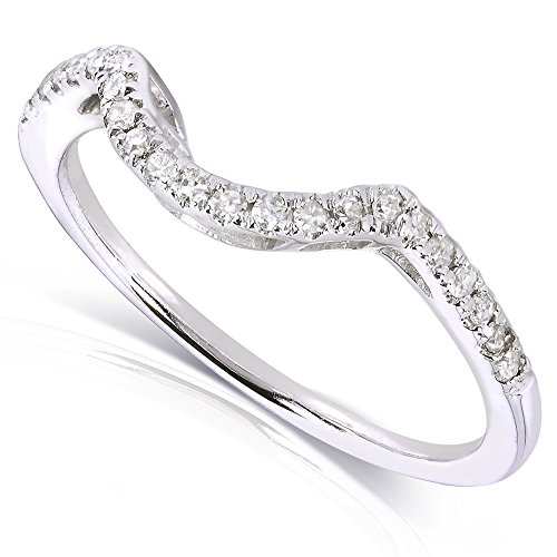 Kobelli Contoured Diamond Band 1/10 Carat (Ctw) In 10K White Gold (Matching Band To Ring 61956-E), Size 4 #TOP12