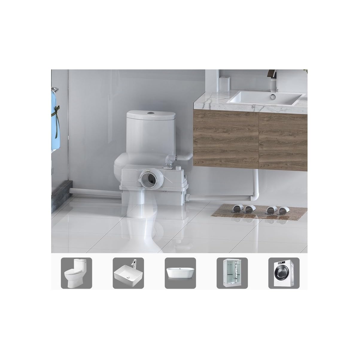 Broyeur WC BSF 800 watt très robuste, utilisation intensive & PRO, Alarme | Marque Française BSF, Broyeur Sanitaire idéal logement locatif ou local PRO, Trappe de maintenance