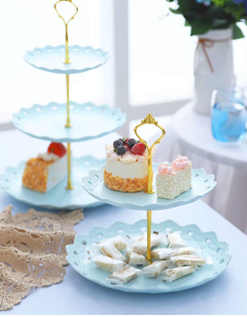 金属製 2段ケーキスタンド プレート付き ケーキディスプレイスタンド 金属 樹脂プレート カップケーキ