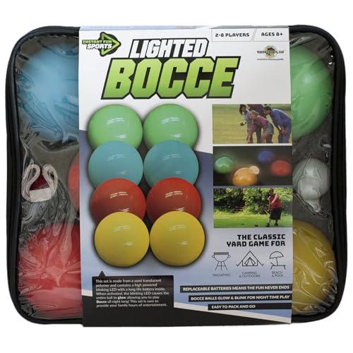 Lighted Bocce Ball Set by Water Sports Outdoor Glow In The Dark Game for Camping Parties and Beach Activities Perfect for Family Game Night Multiple Colors Medium