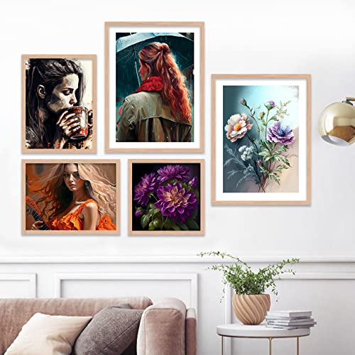 Image of kotart Paintings Modern Art Framed Wall Painting for Bedroom Living Room - Framed Wall Posters /Paintings with Frame - Painting for Wall Decoration Combo32 (Multi Color, Framed) Set of 5 (Art 9)