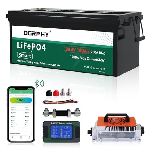 OGRPHY 36V Lithium Battery, 3.84KWh Golf Cart Batteries with 200A BMS, 25A Lifepo4 Battery with Charger, 1000A Peak Current Perfect for Golf Cart, Solar, Trolling Motor(100AH)