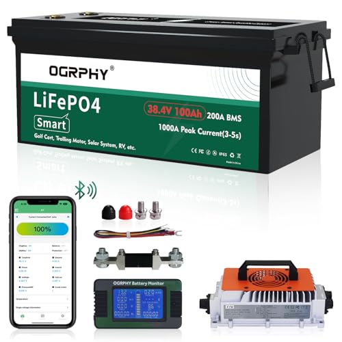 OGRPHY 36V Lithium Battery, 3.84KWh Golf Cart Batteries with 200A BMS,...