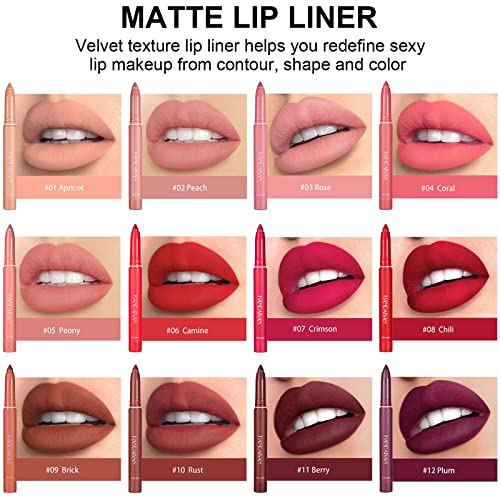 Kimieye Matte Lip Liner Pen With Sharppens, High Pigmented Velvety Nude To Red Retractable Cream Lipstick Pencil, Super Long Lasting Waterproof Non-Fade Matte Lip Liner For Women (#05) #TOP2