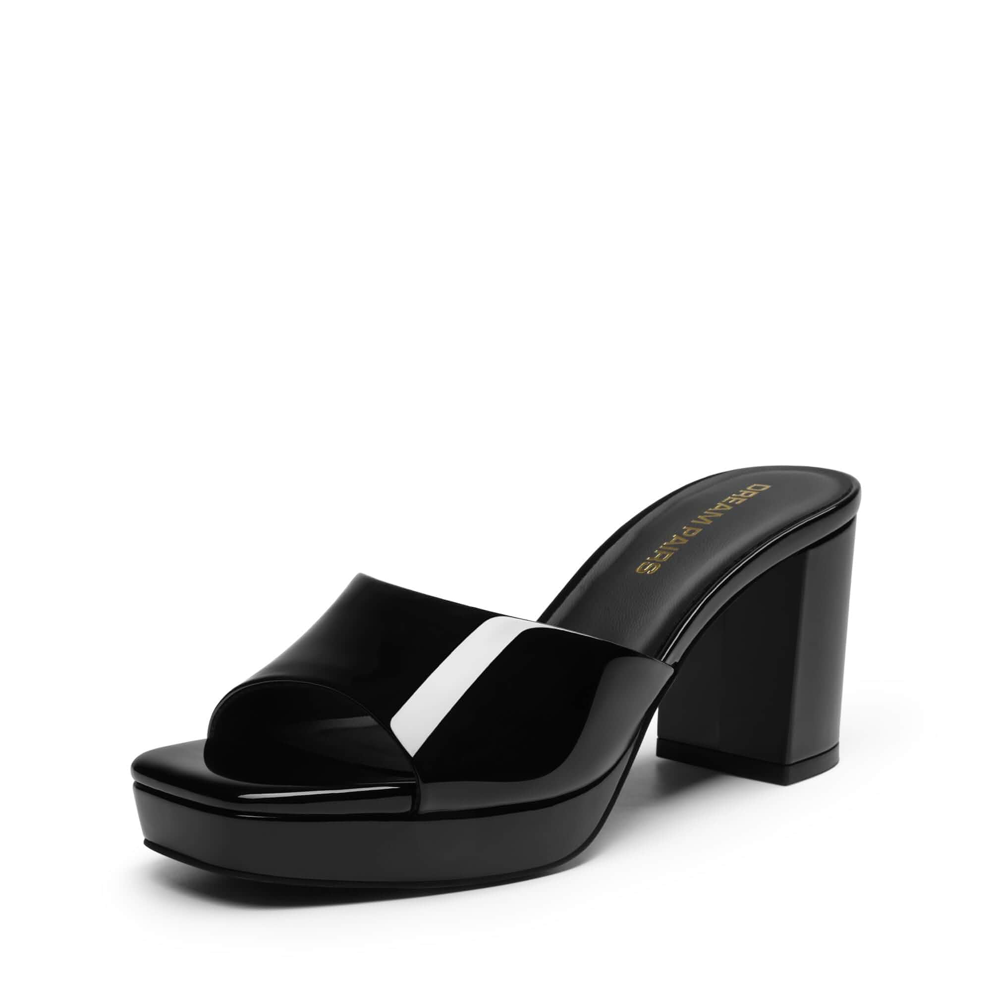 DREAM PAIRS Women's Platform Block Heel Mule Sandals Square Toe Ankle Strap Slip On Comfortable Heeled Sandals for Party Wedding Shoes, 0.63in Y2K Platform, slip-on heels