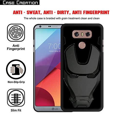 Image of COVERLY Official 3D Touch Feel Trending Marvel Avengers Logo Mask Soft Rugged Grip Silicone Iron Man Super Power Cartoon Movie Engraved Silicone Matte Back Cover for LG G6 H870 - Black