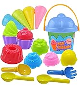 Tcvents 18Pcs Beach Sand Toys for Kids Toddlers, Ice Cream Beach Toy Set Beach Pail Sandbox Toy, ...