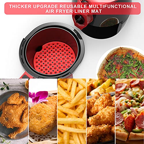 Podazz Upgraded Air Fryer Liners,8 Inch Round Non-Stick Silicone Air Fryer Basket Mats,Air Fryer Accessories For Ninja, Gourmia, Power Xl, Chefman, Ultrean, Philips, And More (2Pcs,Orange+Red) #TOP1