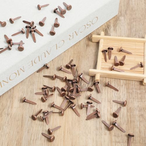 200 PCS Mini Brads Fasteners, Bronze Mini Round Head Metal Paper Fasteners, Small Brads for Paper Crafts DIY Pins for Crafts(8mm*17mm) - Thumbnail 5