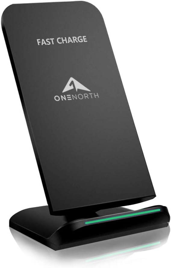 OneNorth Qi Fast Wireless Charger Stand | 7.5W and 10W Fast Charging | Compatible with Samsung Galaxy S8/S8+, S9/S9+, S10/S10+, Note 8/9, iPhone X, iPhone 8/8+ and More