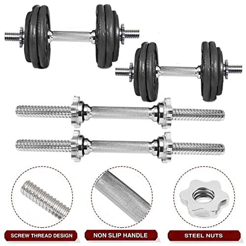 Image of BULLAR Home Gym Set 8kg to 70kg with ez /curl /Straight /Pair of Dumbbell rods, Customize Your own Exercise Set with Workout Accessories (Starnut Dumbbell Rods, Cast Iron, 30 KG)
