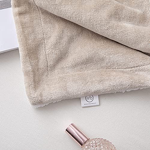 Mixibaby Flauschige Kuscheldecke Sherpa Coral extra weich & warm Wohndecke Flanell Fleecedecke, Größe:150 cm x 200 cm, Farbe:Beige