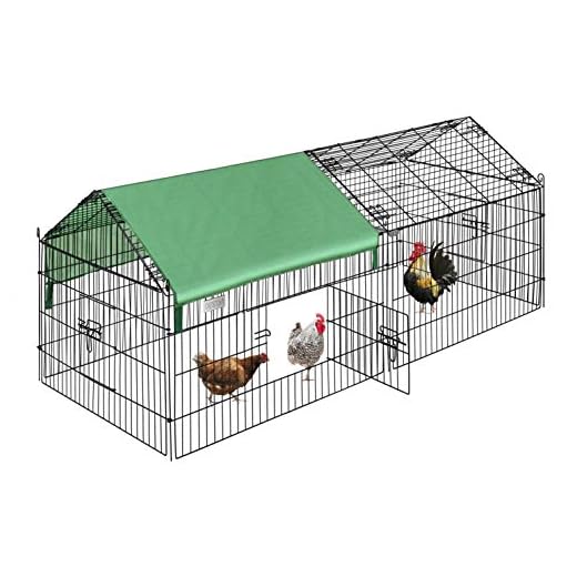 DEStar 71” x 30” Foldable Outdoor Backyard Metal Coop Chicken Cage Enclosure Duck Rabbit Cat Crate Playpen Exercise Pen with Weather Proof Cover