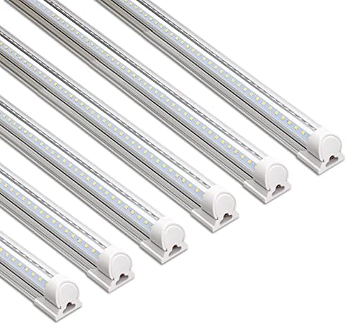Barrina LED Shop Light, 3Ft 30W 4000LM 5000K, Daylight White Hight Output Linkable LED Shop Lights for Workshop, V Shaped Clear Cover T8 LED Shop Lights for Garage, 3 Foot (Pack of 6)