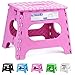 HOUSE DAY Taburete Plegable de 28cm, Taburete Ligero, Resistente y Seguro, se Abre fácilmente con un Solo Giro, Ideal para Cocina, baño, Dormitorio, Rosado