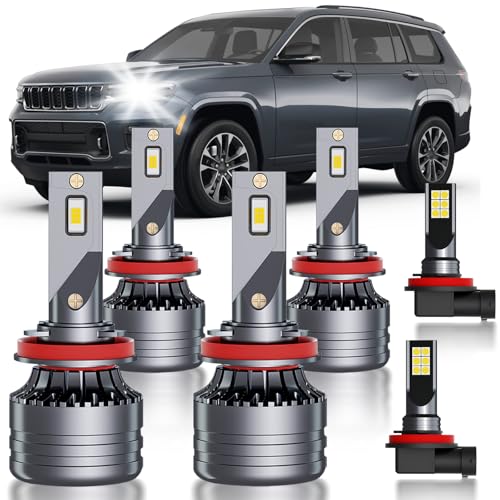 HUOKEDS Fits for Jeep Grand Cherokee 2019 2020 2021 Fog Multi Beam Lights Bulbs Combo, 6pcs Super Bright White Multi Beam and Fog Lights Blubs Package, Plug and Play