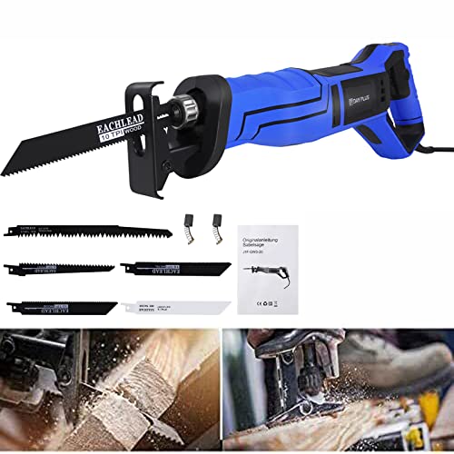 Sierra de sable eléctrica de 900 W, con 5 hojas de sierra de sable, 0 ~ 2800 spm, velocidad continua, para cortar madera, metal y plástico