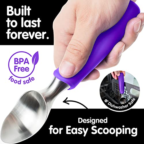Sumo Ice Cream Scoop, Heavy Duty Stainless Steel Scooper, Comfortable Handle, Dishwasher Safe (Purple) #TOP1