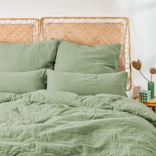 Blumtal Musselin Bettwäsche 155x220 cm + 40x80 cm - Oeko-TEX zert....