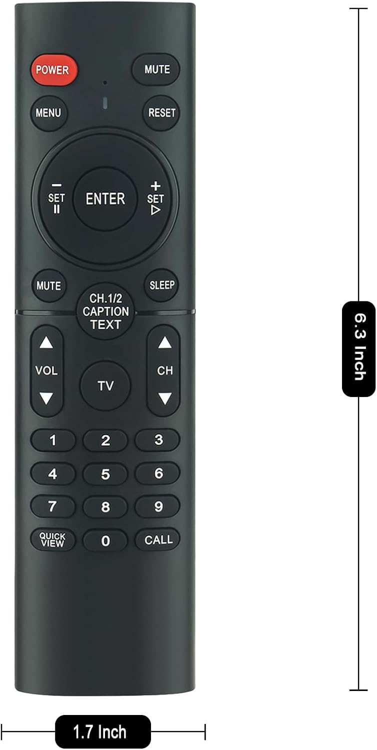 The ZdalaMit replacement remote control shown with its dimensions: 6.3 inches in length and 1.7 inches in width.
