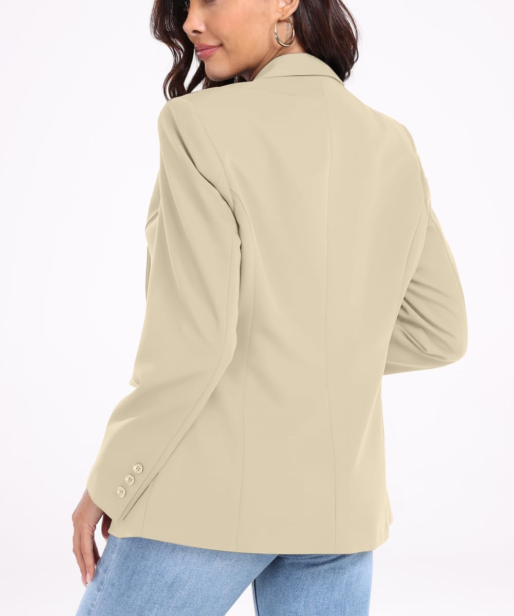 Womens Casual Blazer Open Front Business Suit Jacket Long Sleeve Button Work Office Blazer Summer Lightweight - Image 2