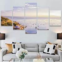 SIGNWIN 5 Panel Canvas Wall Art Modern Art Beach Coastal Expressive Global Multicolor Photography for Home Decorations Ready to Hang - 60