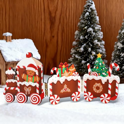 Christmas Gingerbread Decor Wooden Gingerbread Train Table Centerpieces Christmas Tiered Tray Decor Farmhouse Office Tabletop Decor(Gingerbread Man Pattern)